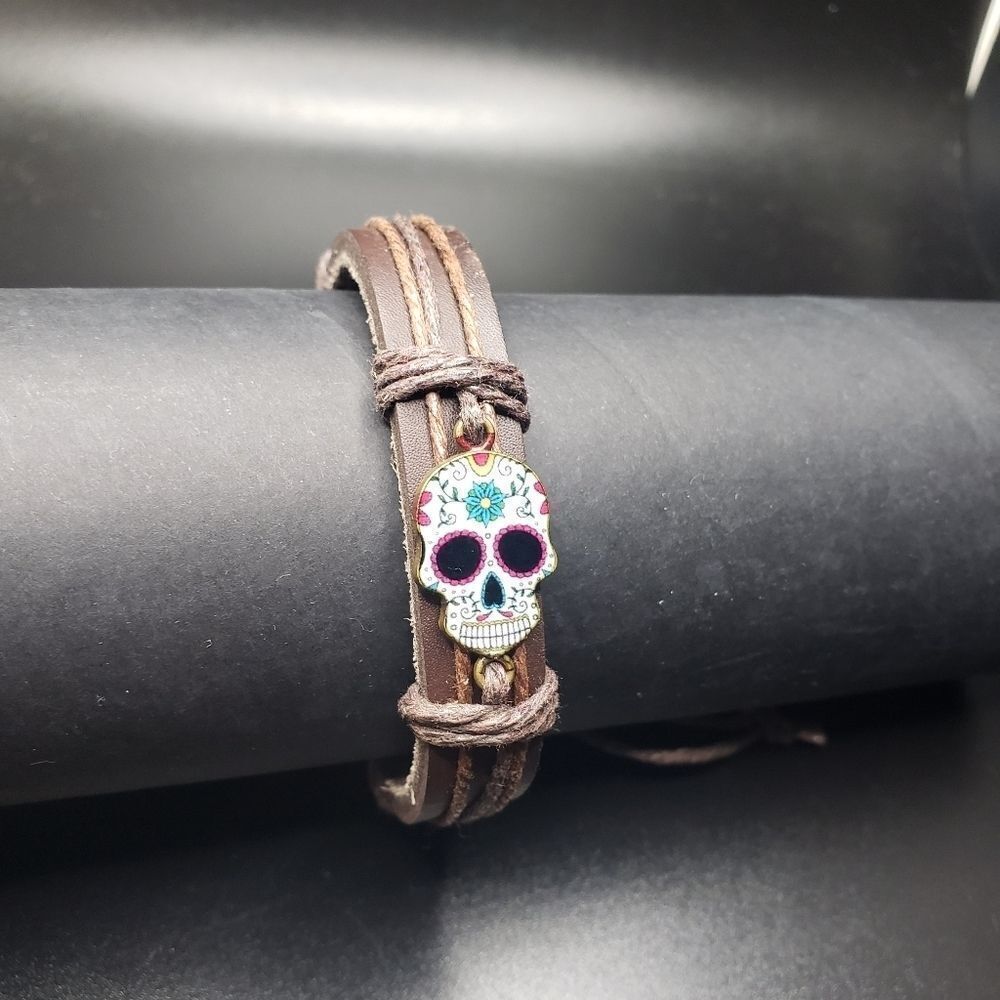 Dia De Los Muertos sugar skull adjustable bracelet